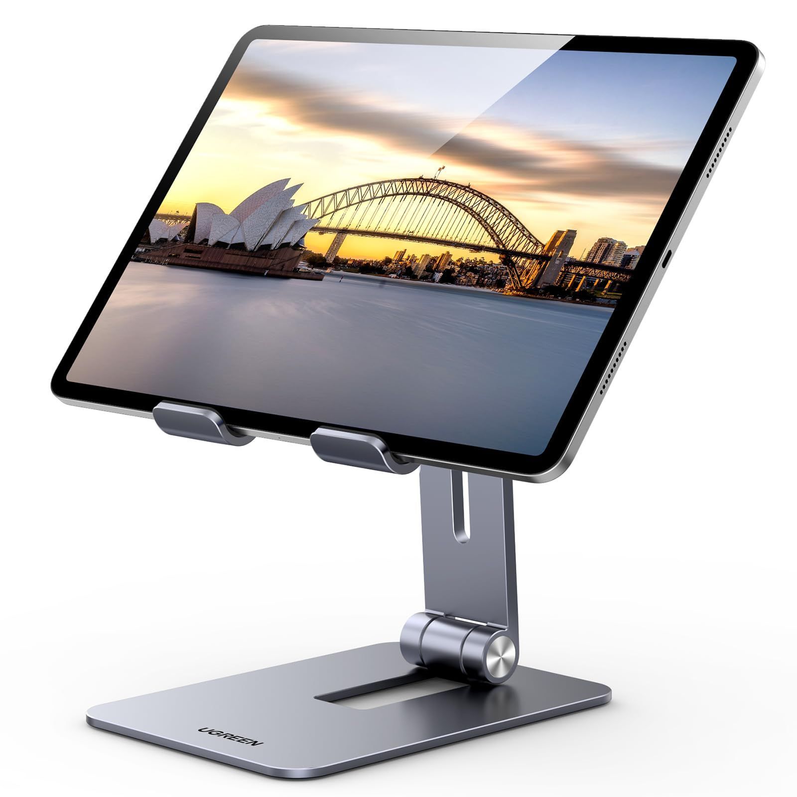 【特価セール】UGREEN タブレット スタンド iPadスタンド アルミ製 4.7-13インチ スマホとタブレット兼用 タブレットスタンド 卓上 2関節 180調整可能 iPad mini スタンド 折りたたみ 持ち運び 軽量 