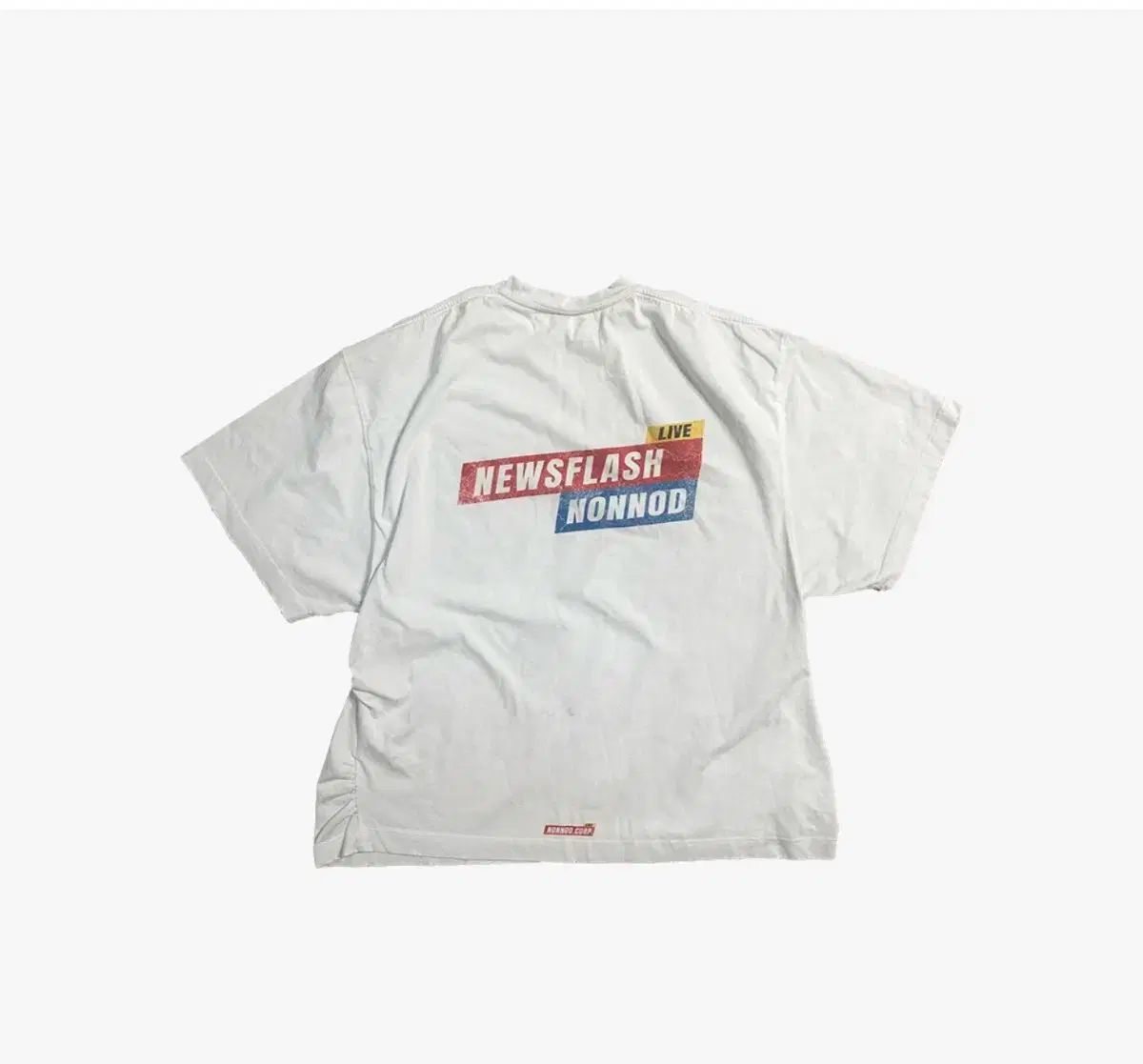  1 Nonnod パッカリング ニュース フラッシュ Tシャツ ウォッシュド 白 Tシャツ