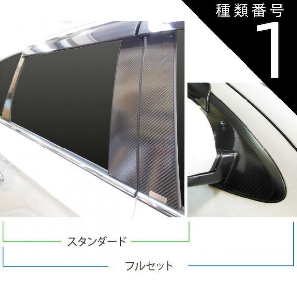 種類1：ブラック/ノーマルカット 【全国送料無料！】ハセプロ　マジカルカーボン　ピラー フルセット 8ピース　 三菱　アウトランダーPHEV　GG2W / GG3W　（2013.1〜） 前中後期共通 ブラック/ 