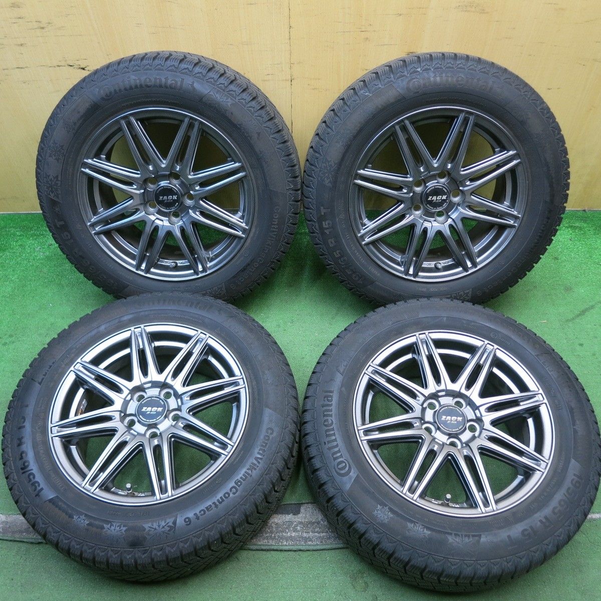 バリ溝 キレイ 8.5分 プリウス 等 195 65R15 スタッドレス コンチネンタル コンチバイキング コンタクト6 ZACK JP-818 MONZA ザック 15インチ PCD100 5H 5092004HAス