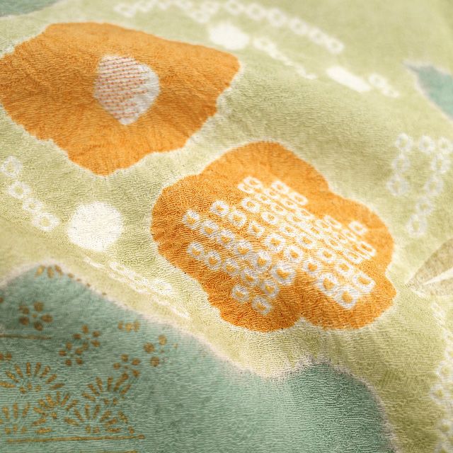 平和屋本店□超希少 国画会会員 原田麻那 めがね織 浮き織 訪問着 紬地  