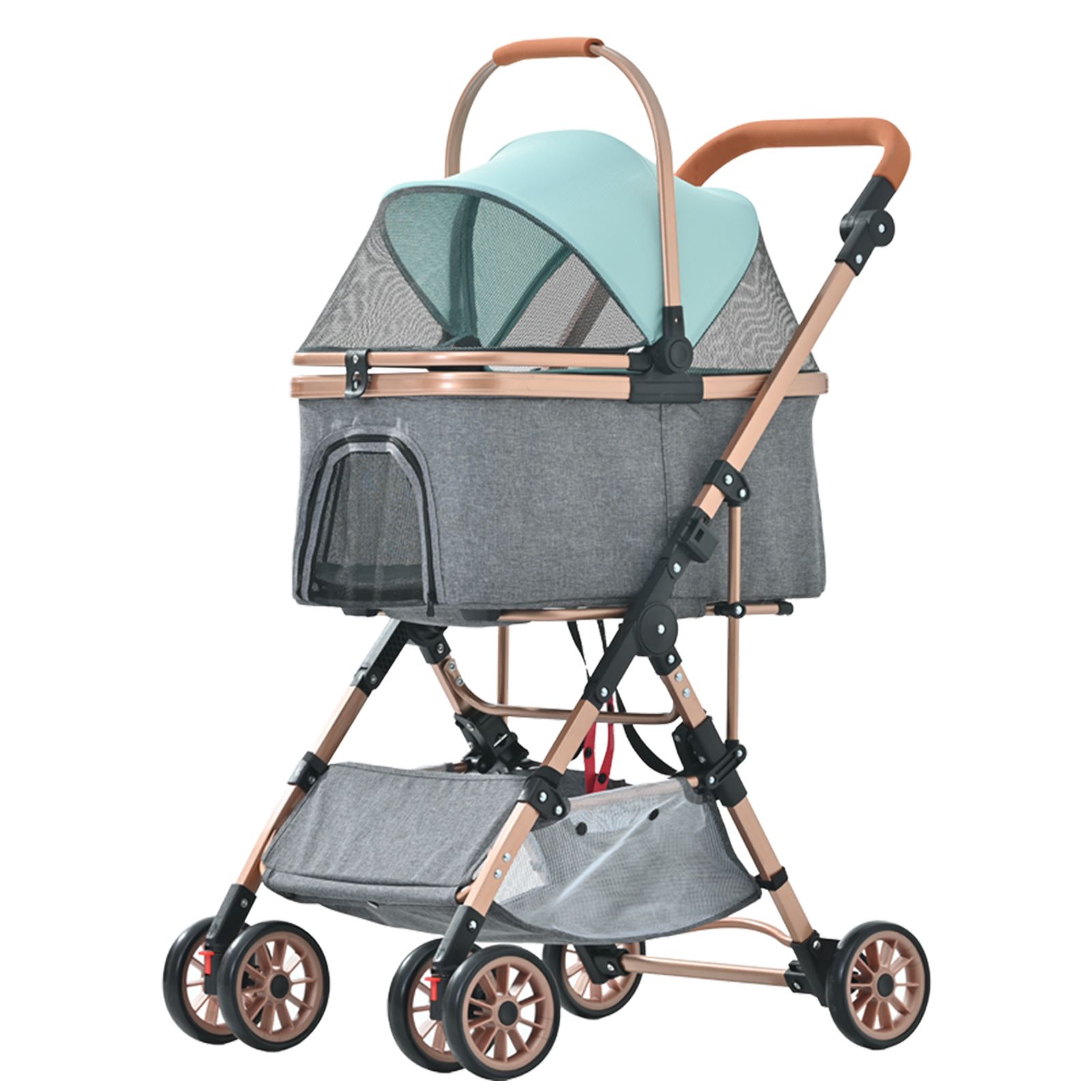 15％割 Petbliss ペットカートアルミ製 分離式 取り外し 折りたたみ 多頭 中型犬 小型犬 猫 2way 軽量 ストッパー付き 4輪 組立簡単 工具不要 介護用 ドッグカート ペットバギー 犬 猫 動物 ペット用品 ブルー グレー Blue