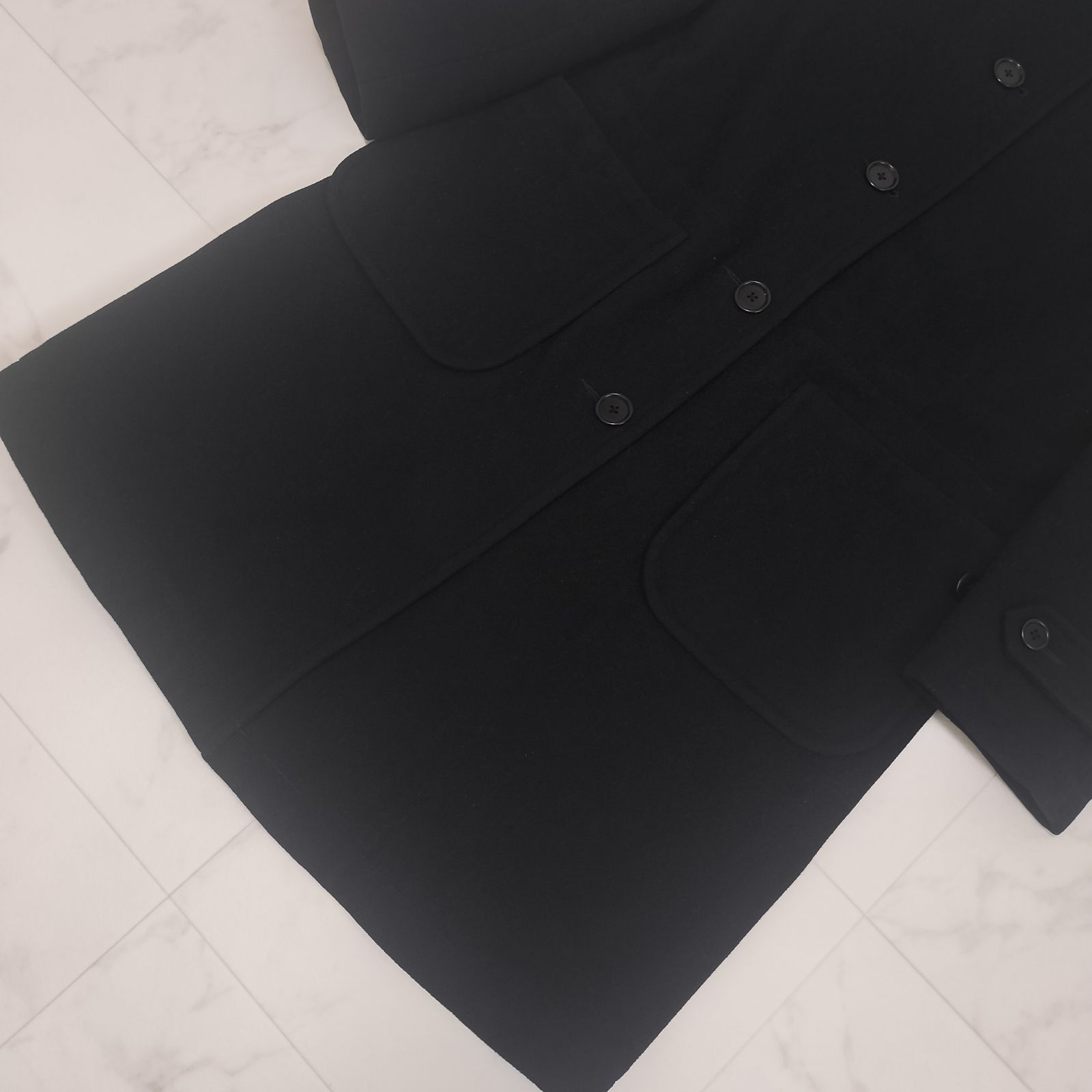 MHL. エムエイチエル メルトンウールロングコート 黒 S マーガレット 