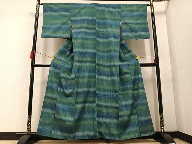 平和屋着物●上質な紬 横段文 正絹 AABC4467ph