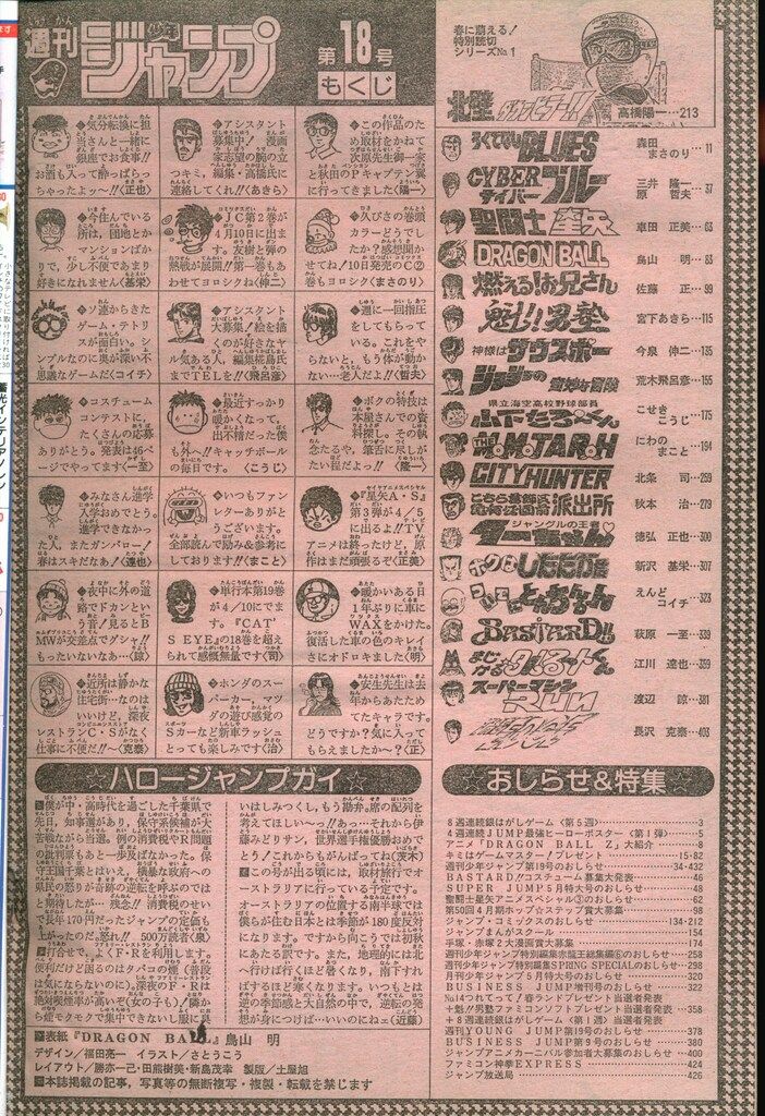集英社 1989年 平成1年 の漫画雑誌 週刊少年ジャンプ 18 8918