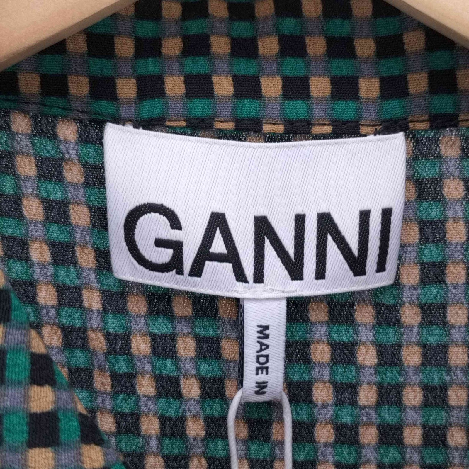 ガニー Ganni ギンガムチェックロングシャツ レディース 38 - メルカリ