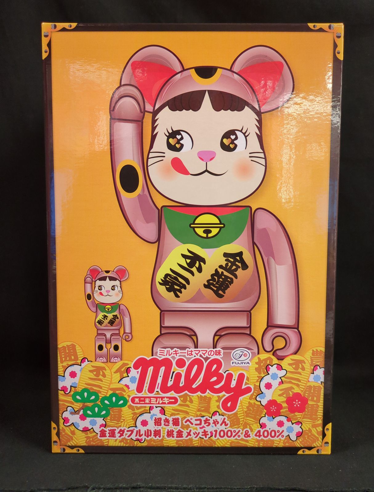 MEDICOMTOY BE@RBRICK 招き猫 ペコちゃん 金運ダブル小判 桃金メッキ 100%&400% 100+400% - メルカリ