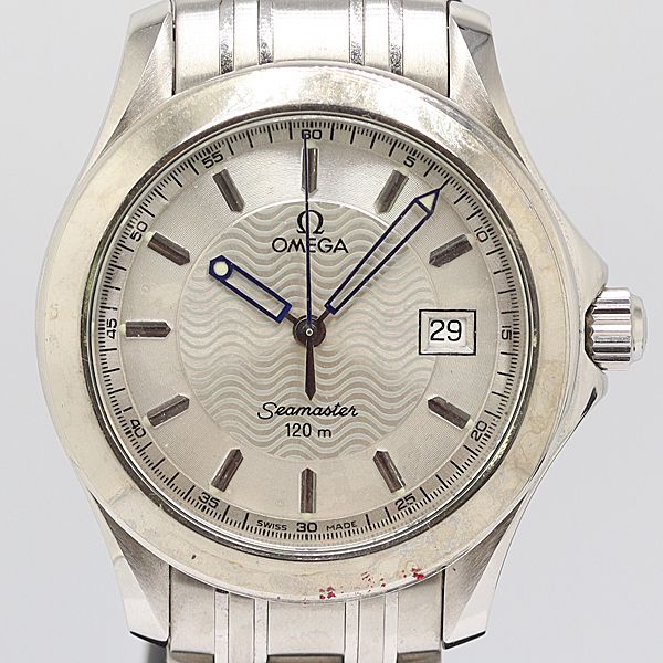 OMEGA オメガ　シーマスター　120m デイト　メンズ　箱　付属品あり オメガ シーマスター アクアテラ デイト 白文字盤 クォーツ