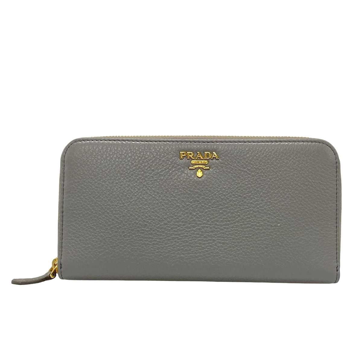 PRADA プラダ 長財布 - 1ML506 グレー ラウンドファスナー レザー