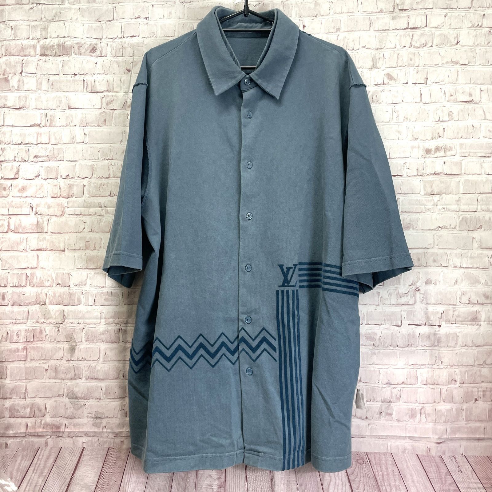 LOUIS VUITTON カラコラムフロックプリントジャージーシャツ M