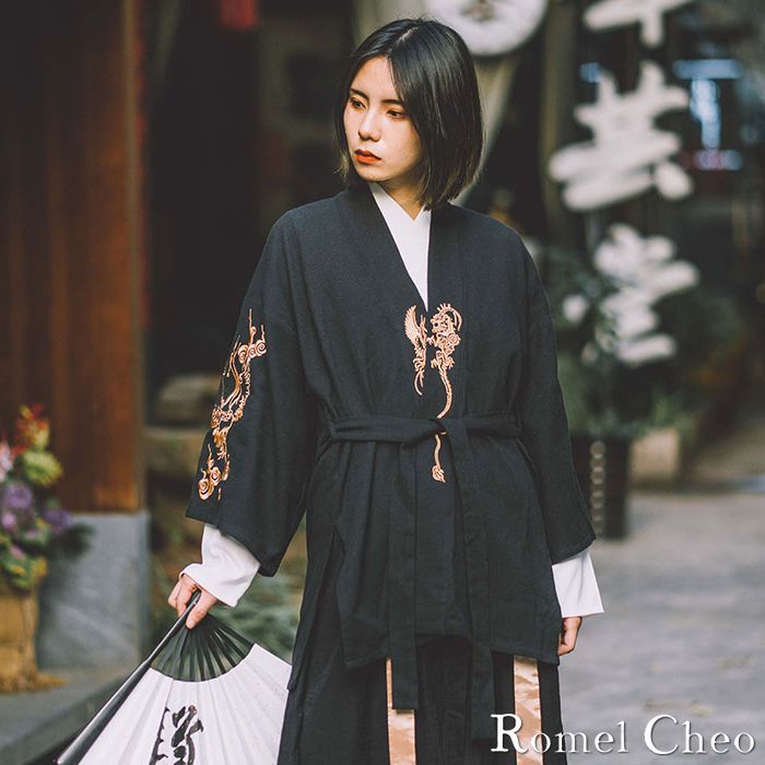 RomelCheo 龍柄刺繍 羽織り 和服 和装 カーディガン チャイナ風