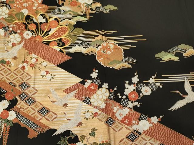 平和屋着物□豪華黒留袖 友禅 作家物 風景花文 正絹 逸品 DAAZ2911op