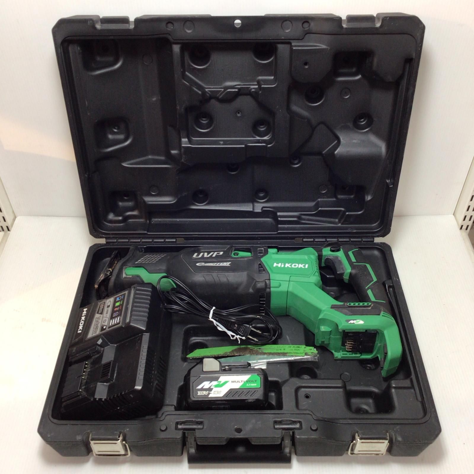 ΘΘHiKOKI ハイコーキ セーバーソー 程度B 充電器 充電池1個 ケース付 コードレス式 130mm 36v J990107 CR36DA グリーン