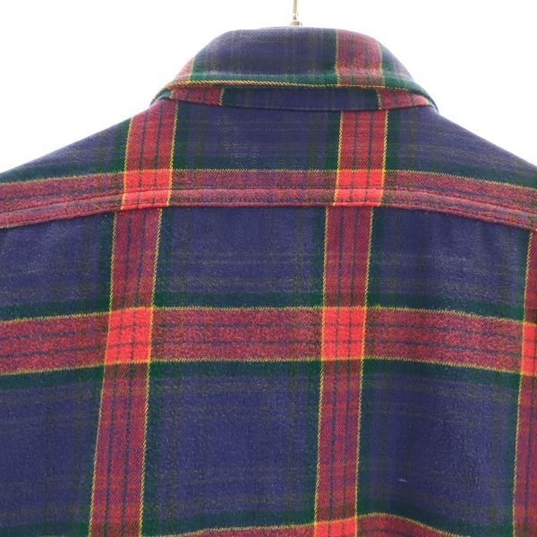 ウールリッチ 80s USA製 チェック柄 長袖 シャツ 紺×赤 WOOLRICH
