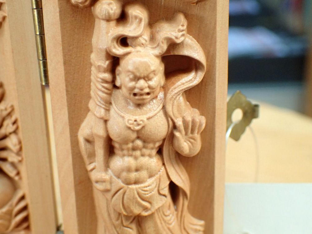 木彫り仏像 三面 大黒天 三面大黒天 木彫り 仏像 置物仕様 無垢 素材