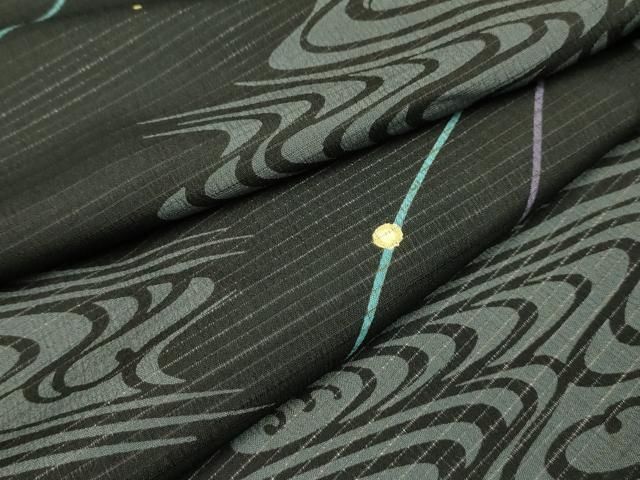 平和屋着物＊夏物 小紋 絽 流水文 ロング丈 洗える着物 AABA5698sx