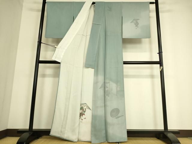 平和屋着物▽訪問着　無双　紗袷　紗×絽　人物楽器文　暈し染め　金彩　正絹　逸品　DAAT9130az 平和屋着物▽訪問着 無双 紗袷 紗×絽 人物楽器文 暈し染め 金彩 正絹