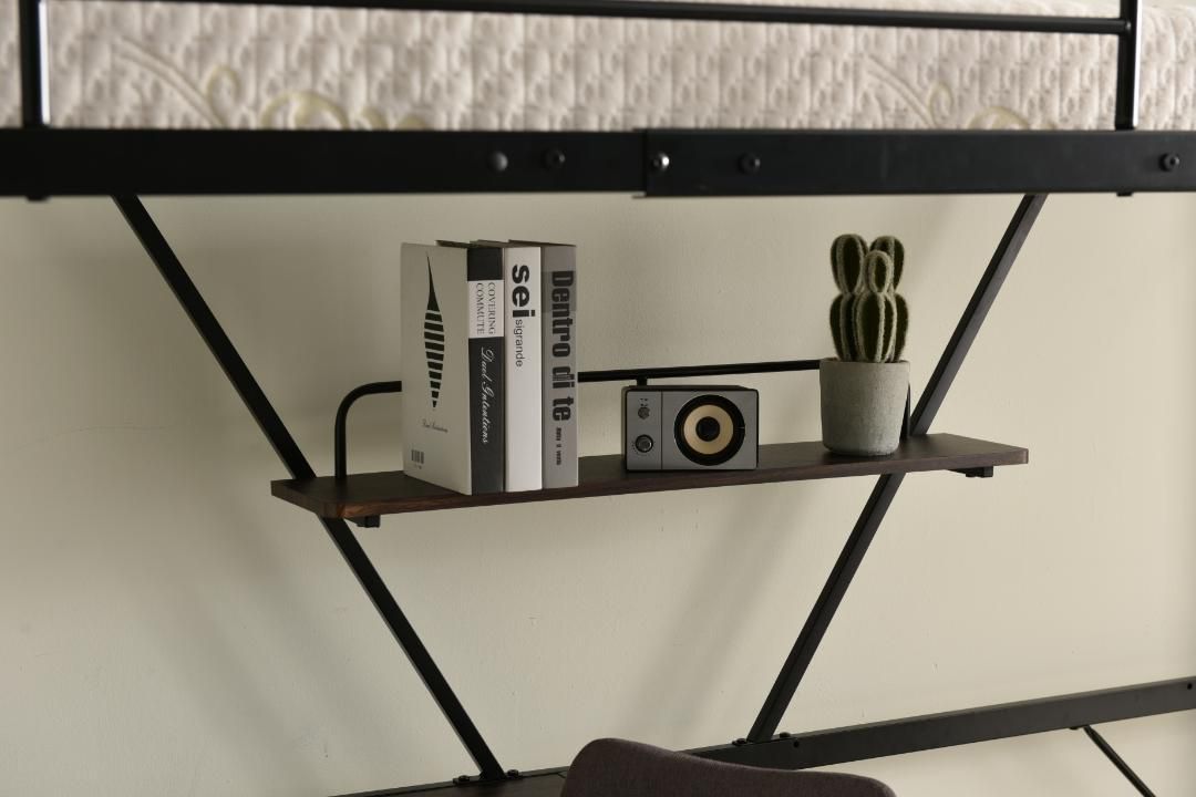 ブラック】システムベット 宮棚 ロフトベッド シングル コンセント付き