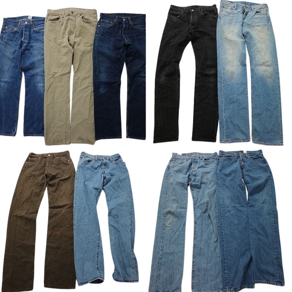 SALE 古着卸 まとめ売り リーバイス 501 デニム パンツ 9枚セット (メンズ W32 /W31 /W30 ) ストレート  ブラウン MT3355