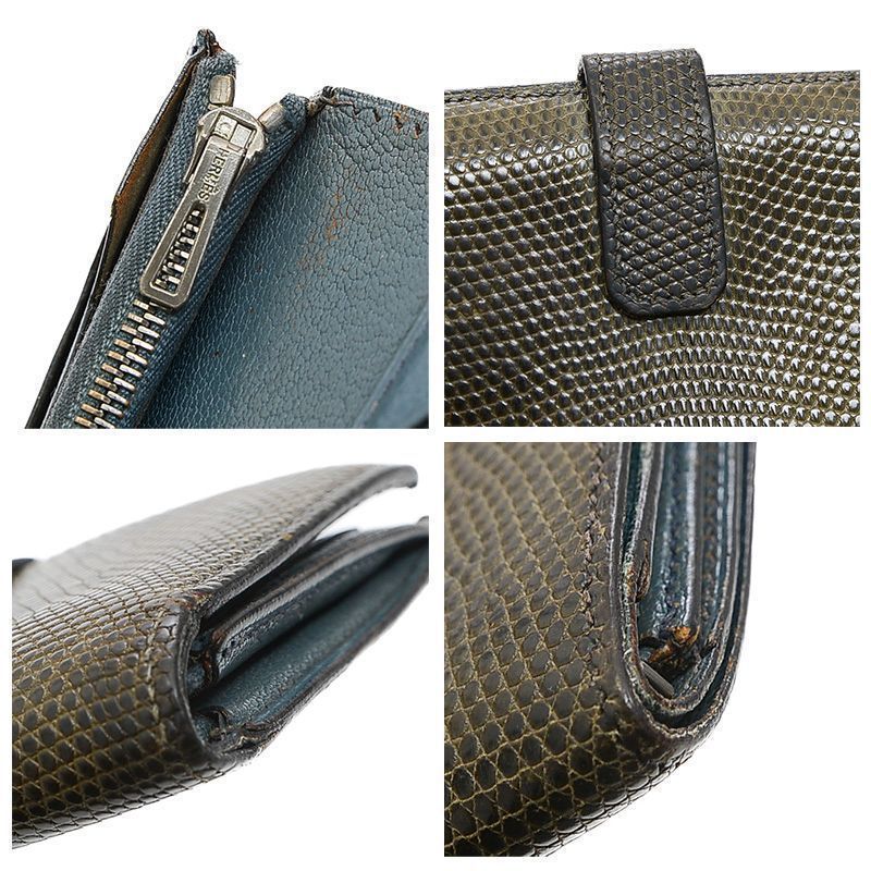 エルメス　レザー２つ折り財布　手帳カバー　リザード エルメス レザー2つ折り財布 手帳カバー リザード