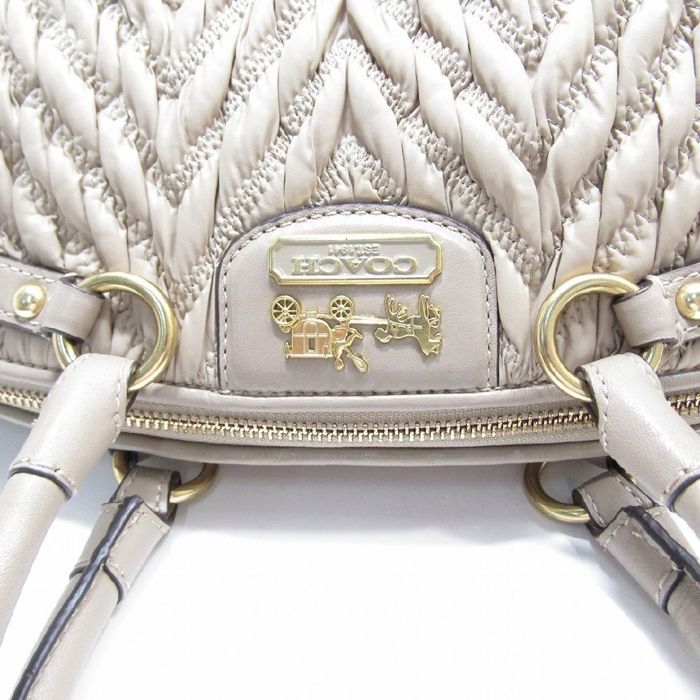 ✨美品✨COACH コーチ ハンドバッグ レザー ベージュ×ホワイトF28989 COACH コーチ ハンドバッグ ボストンバッグ型 ベージュ ピンク