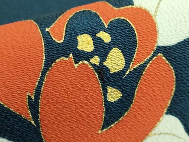 木綿着物✴︎gle縞 銀座【A-3583】米沢 もじり織 単衣 紬 灰桜色 蜻蛉の地紋に縞
