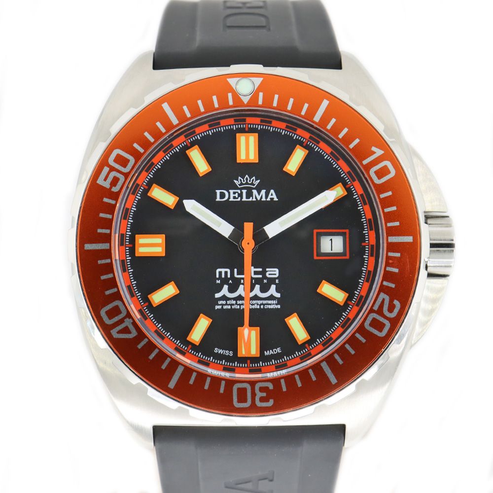 栄 デルマ シェルスター 41501.670.6.151.M muta MARINEモデル ブラック 腕時計 自動巻き オレンジ SS ラバー メンズ
