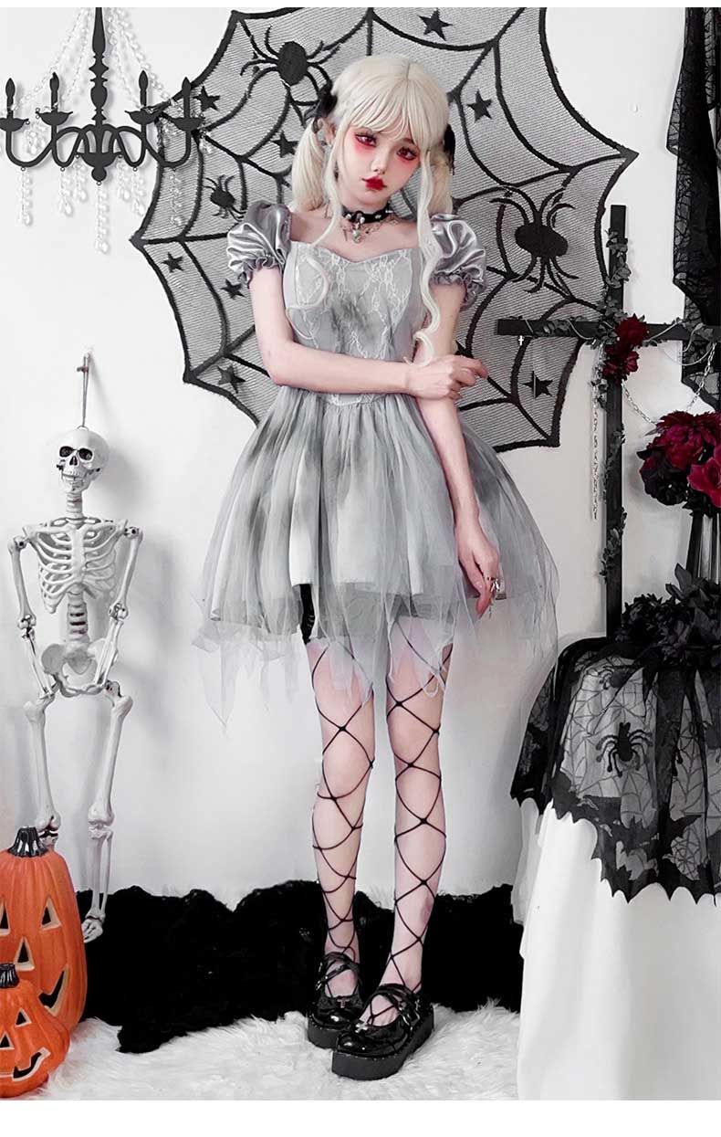 ハナヒラページ♡ハロウィンドレス♡ハンドメイド♡ 大人 ハロウィン コスチューム ホラー風 ゾンビ 花嫁 吸血鬼 魔女 仮装