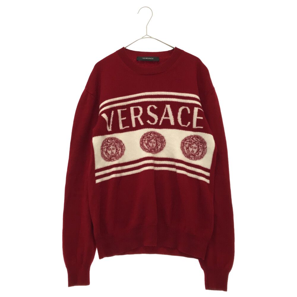 VERSACE (ヴェルサーチ) ロゴ ウールニット 1002719 1A01993 レッド