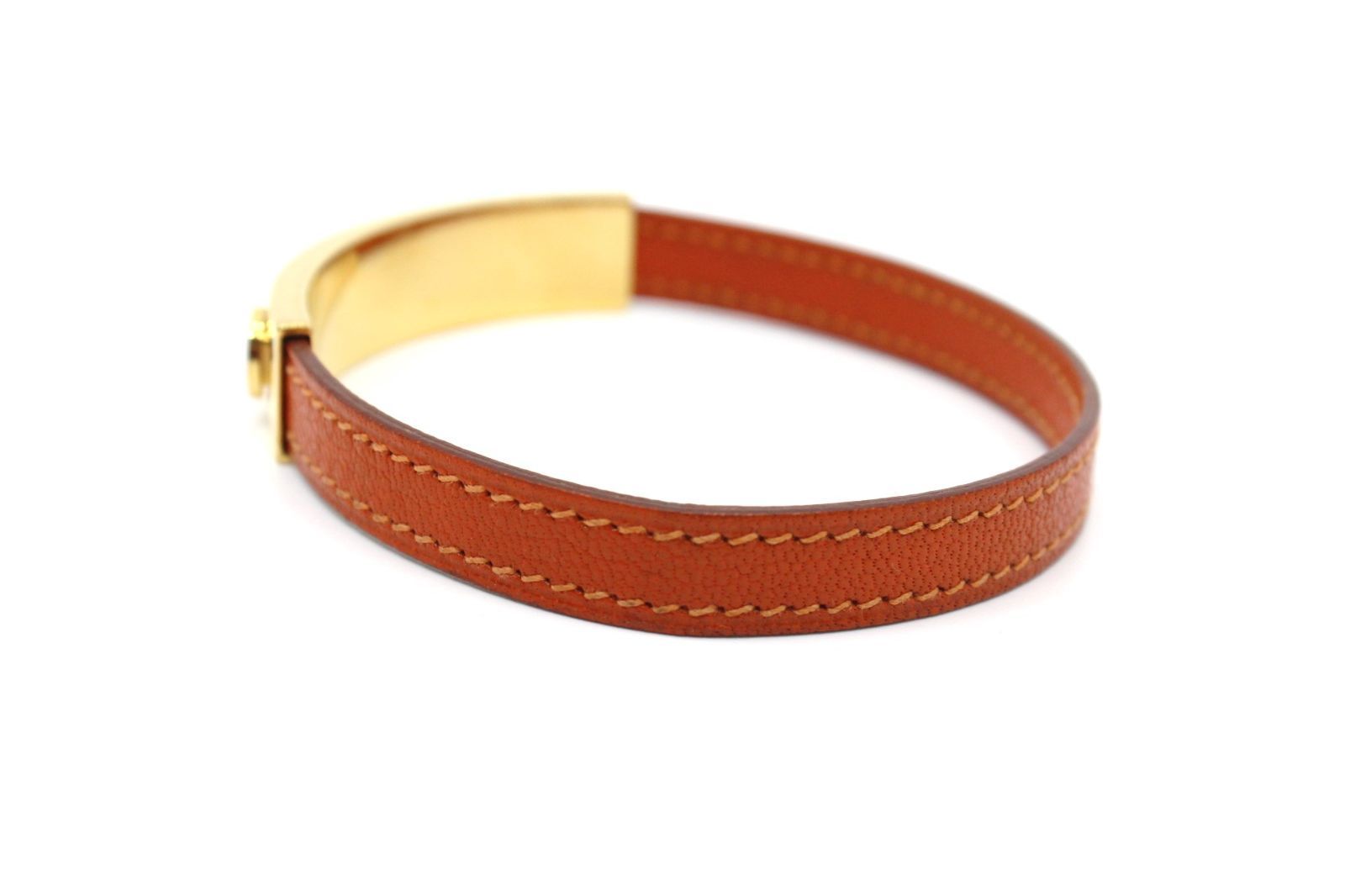 エルメス ブレスレット◆HERMES プスプス◆レディース◆箱付き エルメス プスプス ブレスレット バングル レザー オレンジ系 ゴールド