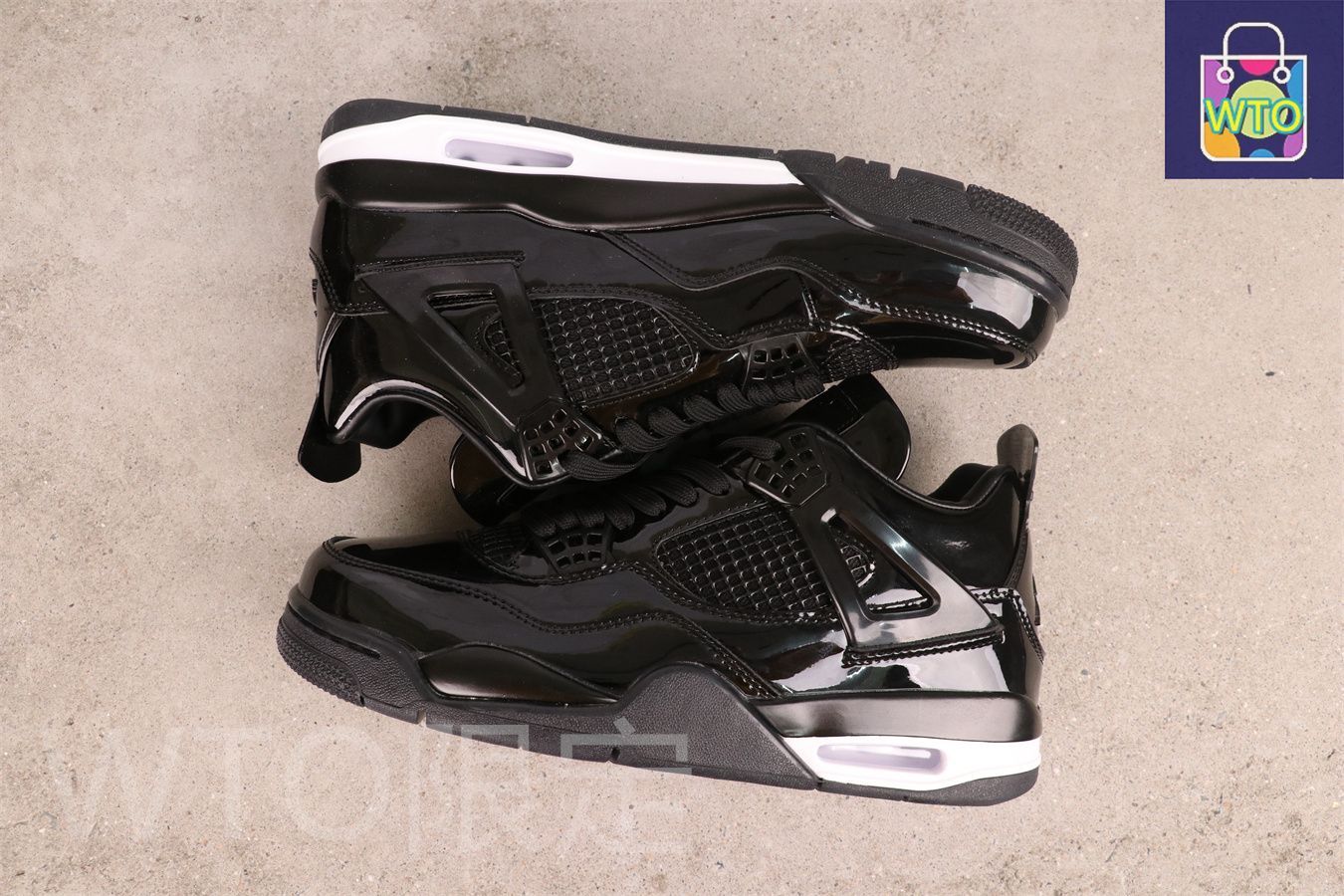 今日 Air Jordan エア ジョーダン AJ 4 719864 - 010 ブラック ペイント レザー-WTO輸入2