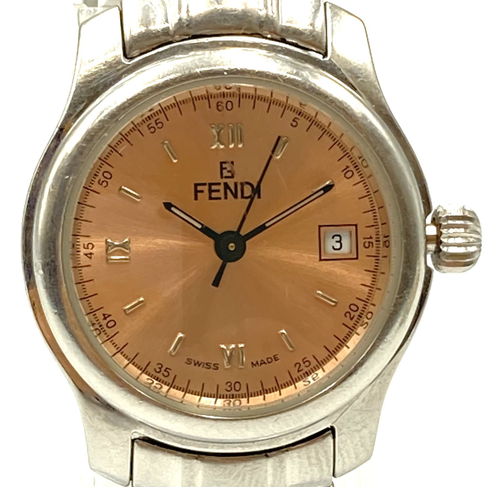 稼働品】FENDI フェンディ ラウンドフェイス レディース 腕時計 210L 