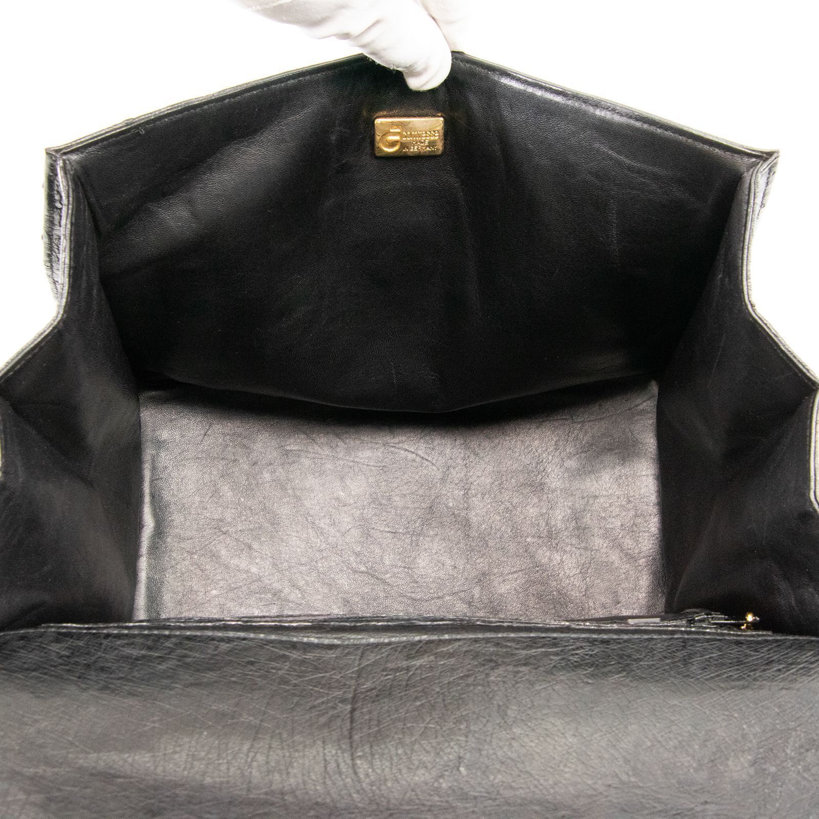 COMTESSE コンテス　オーストリッチ ハンドバッグ　ゴールド金具 ブラック 楽天市場】【中古】COMTESSE コンテス オーストリッチ ロゴ金具 ハンド