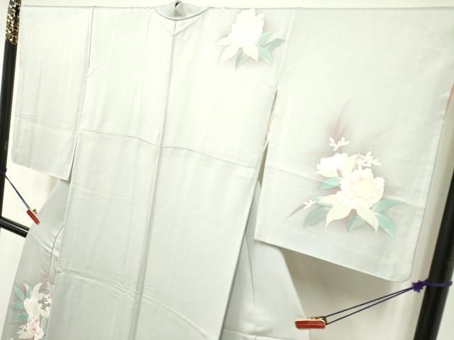 平和屋着物▽訪問着　単衣　手描き　流水雪輪草花文　暈し染め　金彩　正絹　逸品　AAAV2750fy 平和屋着物▽訪問着 単衣 手描き 流水雪輪草花文 暈し染め