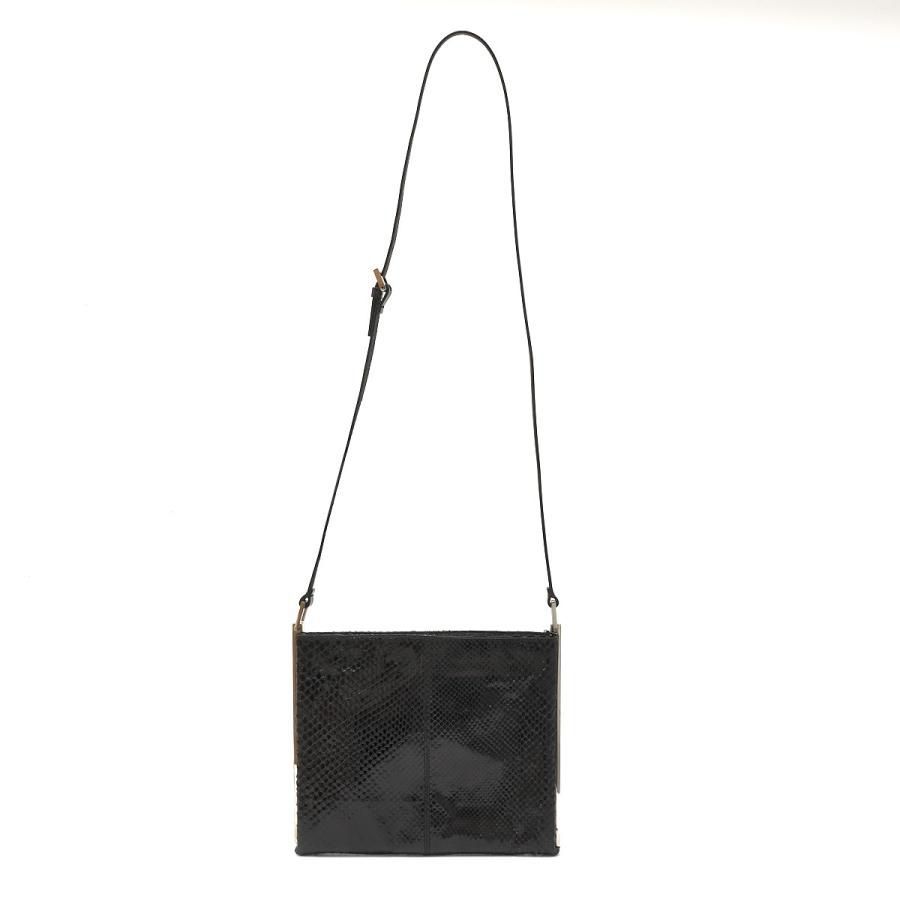 FENDI フェンディ パイソン ミニ ショルダーバッグ コンパクト パーティ クロスボディBAG レザー ブラック×シルバー シンプル レディース