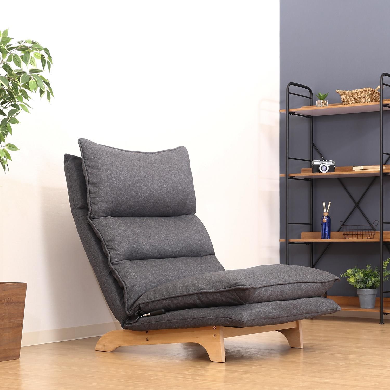 １人掛 ダブルクッション 座椅子スタイルソファ ダークグレー 幅70cm シングルソファ ソファ 1人暮らし ハイバック