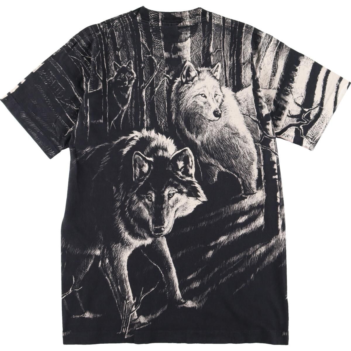 古着 90年代 フルーツオブザルーム FRUIT OF THE LOOM オオカミ柄 アニマルプリントTシャツ USA製 メンズM  ヴィンテージ/eaa327499