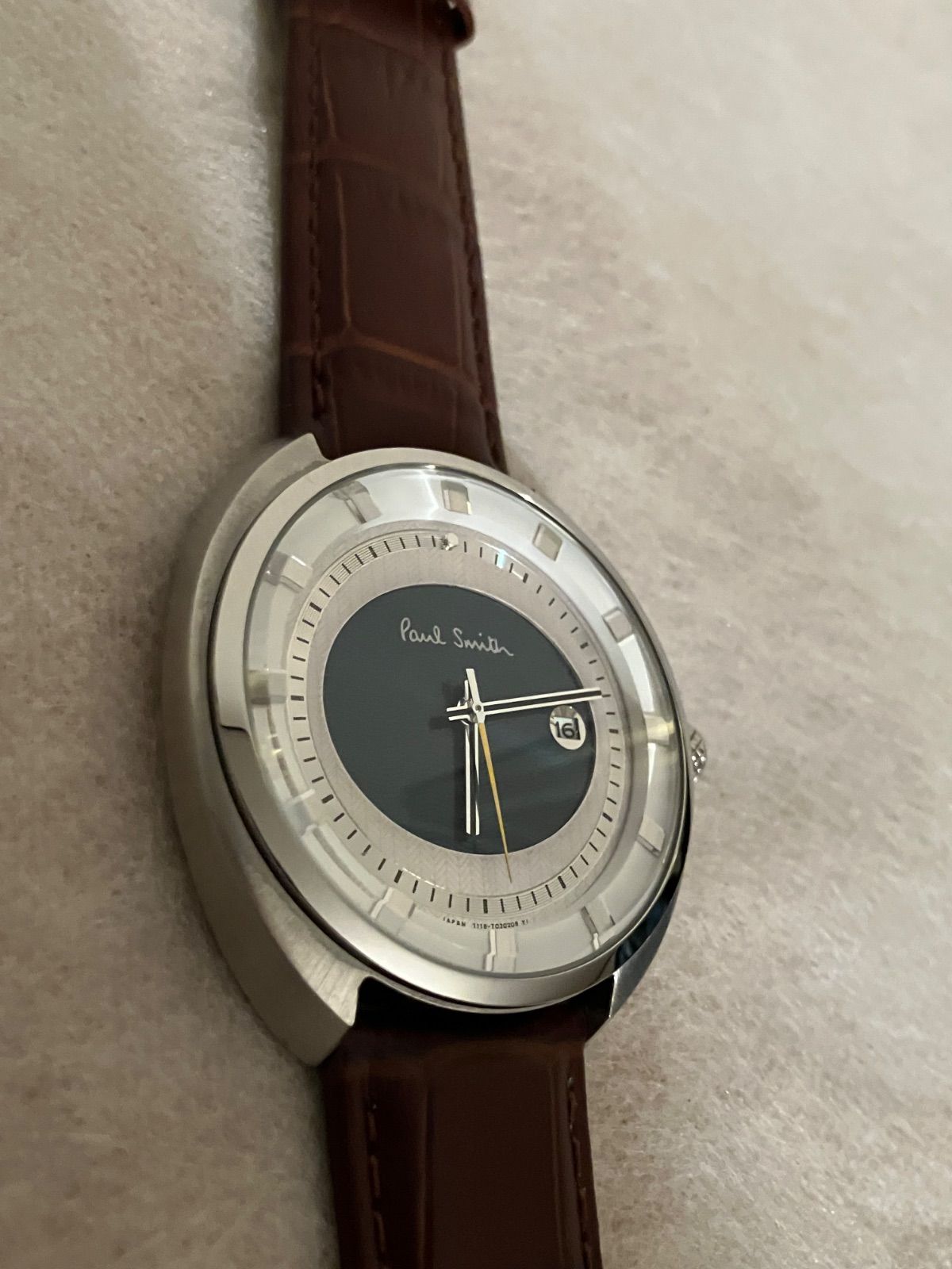 げ 稼働 PaulSmith ポールスミス ドライビング QZ 腕時計 電池 革ベルト