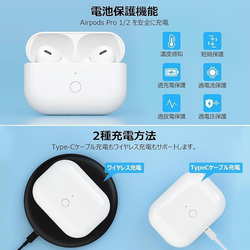 新品】 USB-C充電ケース、Airpods Pro 1と2に適用する、タイプC Airpods Pro 第1世代&第2世代用充電ケース、エアーポッズ  プロ交換用充電器、Type-Cケーブル/ワイヤレス充電可 Bluetoothペアリング機能 イヤフォ 1 - メルカリ