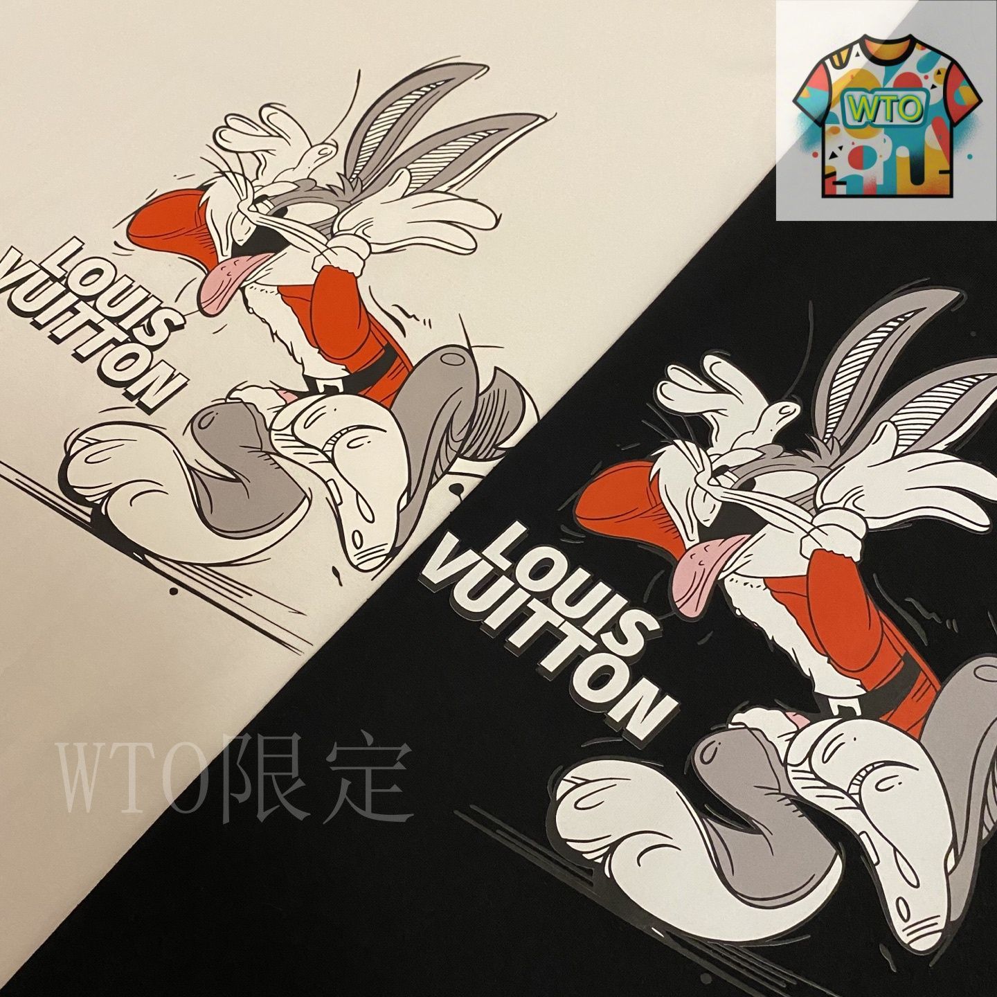 今日WTO】Louis Vuitton Rabbit Logo プリント半袖 T 恤-TO65