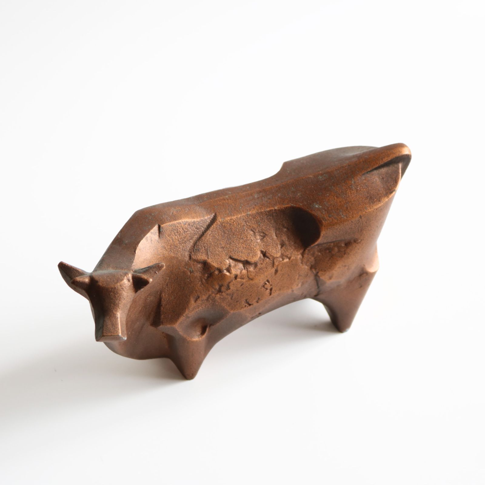 銅製 牛 美術工芸品 置物 オブジェ インテリア 縦6.5㎝ 横20㎝ 高11