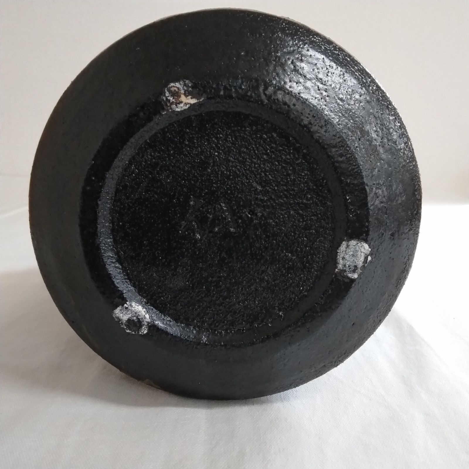 蒼釉條文花入 日展作家 加藤釥 瀬戸焼 背戸窯 共箱 花瓶 花生