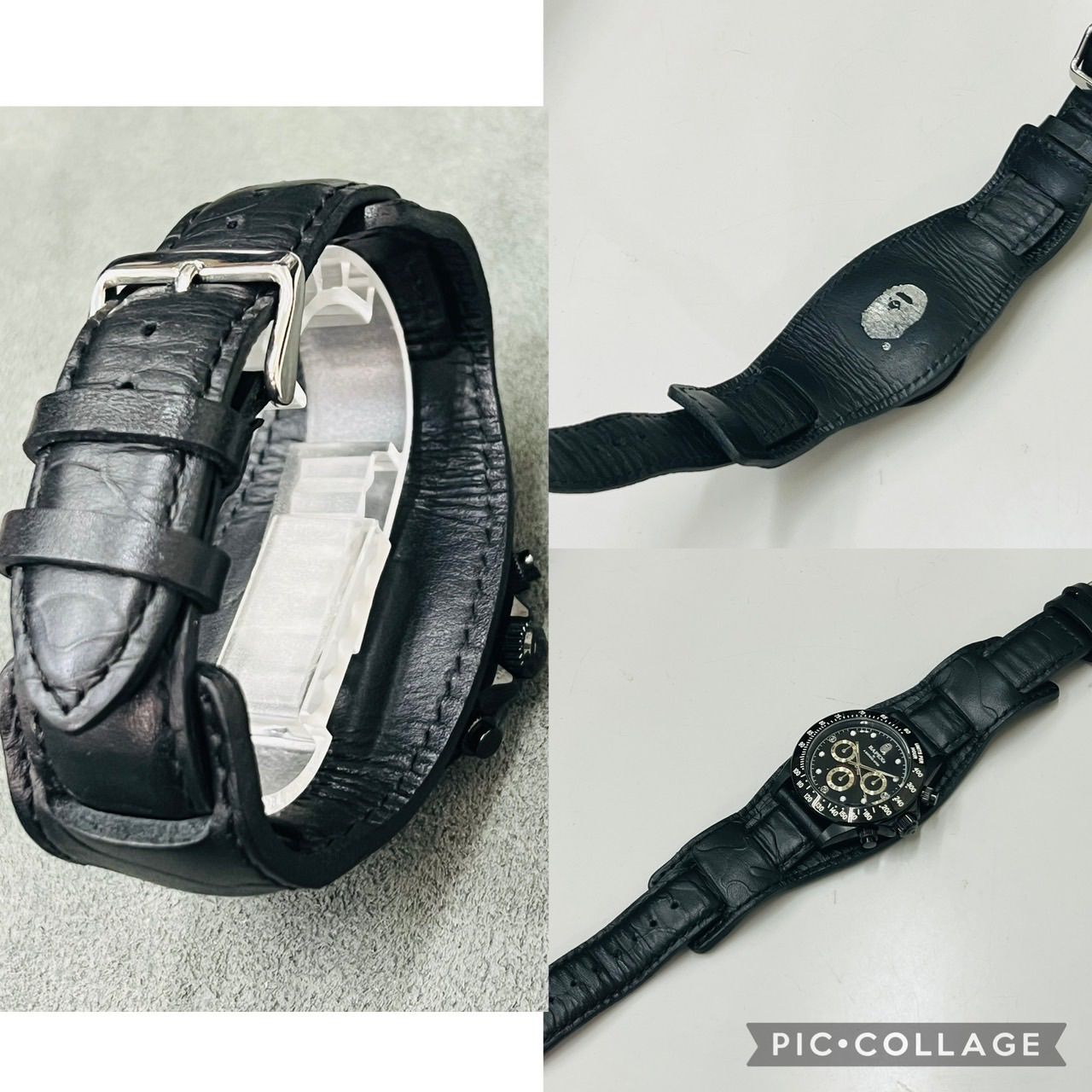 BAPEX エイプ 時計 ベイペックス BATHING APE デイトナ型 レザー BAPEX エイプ 時計 ベイペックス BATHING APE デイトナ型 レザー