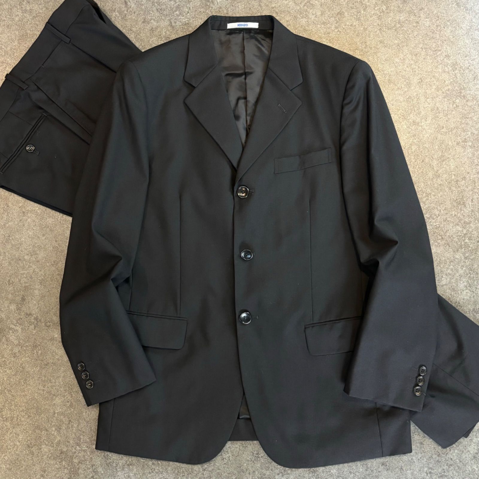 日本製 KENZO HOMME SetUp Suit Black 100% Wool ケンゾー ケンゾーオム セットアップ スーツ ブラック  フォーマル テーラードジャケット スラックスパンツ シングル 3 - メルカリ