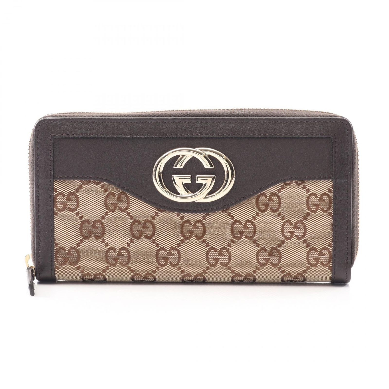 グッチ GUCCI ラウンド長財布 スーキー GGキャンバス 308012 ベージュ|ブラウン レザー インターロッキングG ラウンド長財布 レディース Used A