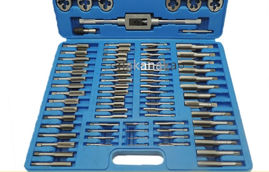 大好評 タップ-ダイスセット 110pcsセット 工具 ねじ切り加工 ネジ穴 ネジ山 補修 修正 DIY 大工用具 ブルー