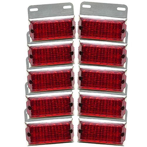 レッド トラック用 サイド マーカー 角型 12 LED 24V 用 標識 ランプ 汎用 10個 セット オレンジ/ブルー/ホワイト/グリーン (レッド)