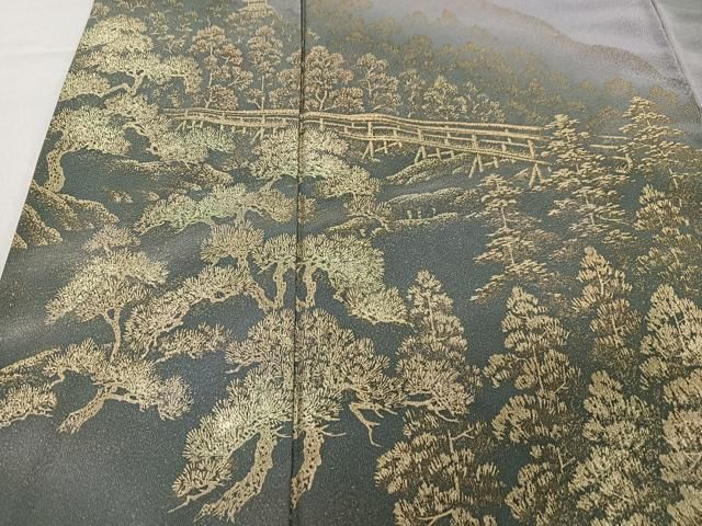 平和屋着物□訪問着 樹林文 暈し染め 金彩 正絹 逸品 AAAY5571ph