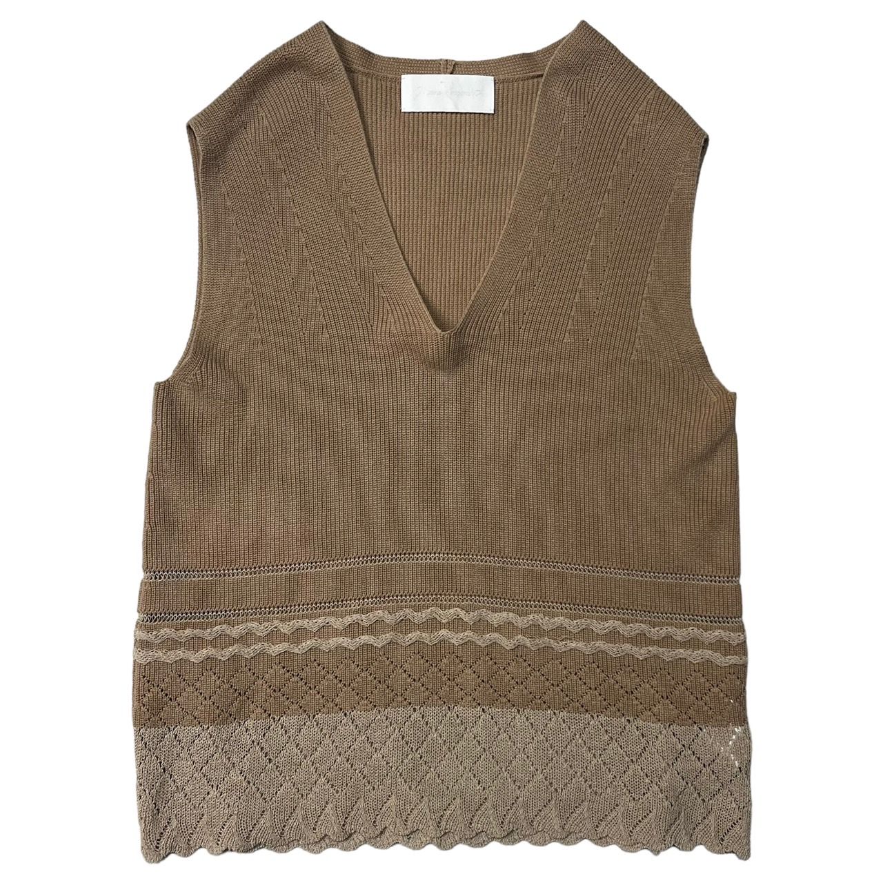 mame kurogouchi(マメクロゴウチ) 20SS Mixed Knitted Fabric Sleeveless Tops Ｖネック ニット  ベスト ノースリーブ カットソー MM20PS-KN716 1(S程度) ベージュ - メルカリ