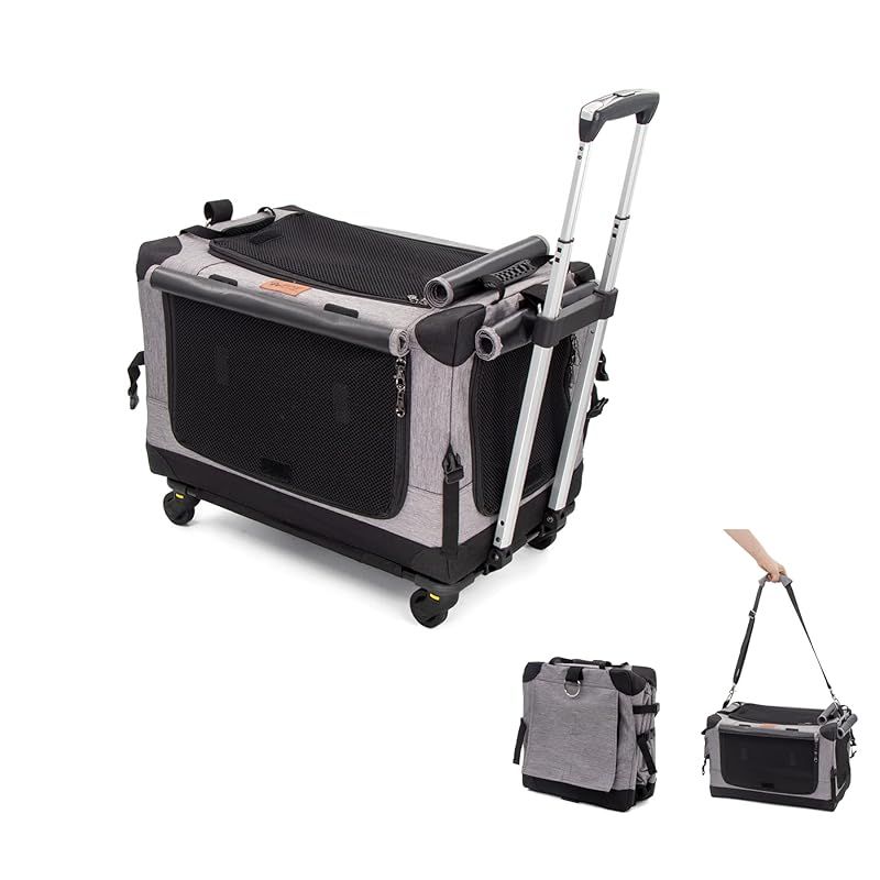 GPR 次世代 3WAYペットキャリーコンテナ キャリーカート 分離で使用 カバー丸洗い 静音キャスター 折りたたみ収納 900Dオックスフォード 三面メッシュ 小型犬 猫 小動物 耐荷重15kg シルバグレー 0